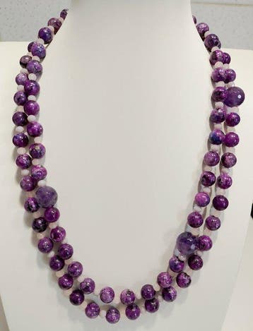 Natuurlijke paarse rhodonietketting, lange, prachtige