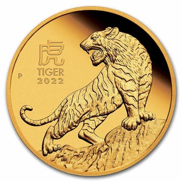 Gouden Lunar III - 1/4 oz 2022 Year of the Tiger Proof, Verzenden, Losse munt, Goud