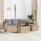 vidaXL Buiten Zitmeubelset met kussen 6 pcs Beige Poly riet, Verzenden, Nieuw, Rotan, 6 zitplaatsen