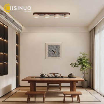 Wabi Sabi Plafondlamp van Travertin Natuursteen en Hout met, Verzenden, Nieuw