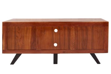Massief TV-lowboard AMAZONAS 160cm bruin sheeshamhout met, Ophalen of Verzenden, Nieuw