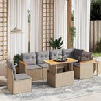 vidaXL 7-delige Loungeset met kussens poly rattan beige, Tuin en Terras, Verzenden, Nieuw, Loungeset