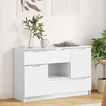 vidaXL Dressoir Hoogglans wit 100 x 30 x 65,6 Bewerkt hout, Verzenden, Nieuw, Overige houtsoorten, Minder dan 50 cm