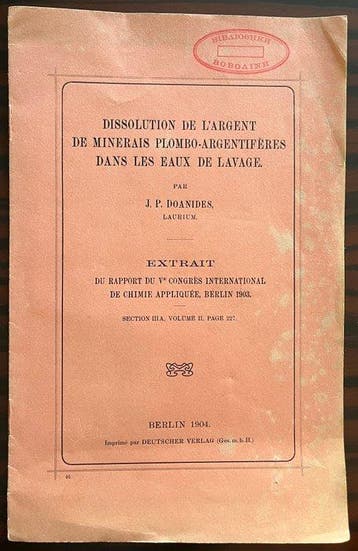 J. P. Doanides - Dissolution de largent de minerais - 1904