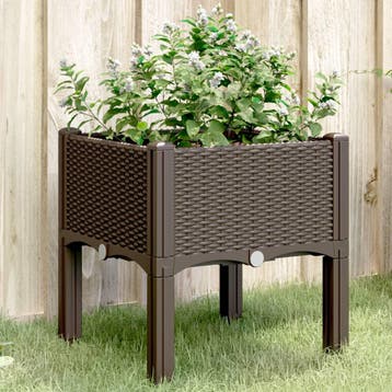 vidaXL Plantenbak met poten 40x40x42 cm polypropeen bruin, Verzenden, Nieuw, Minder dan 60 cm, 30 tot 60 cm