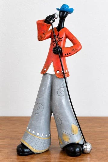 sculptuur, Stylised Trumpet Player Figurine with Colourful