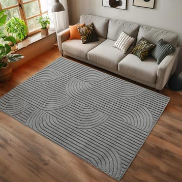 Japandi Vloerkleed | Helix | Bogen | Zilver | 140x200 cm, Verzenden, Nieuw
