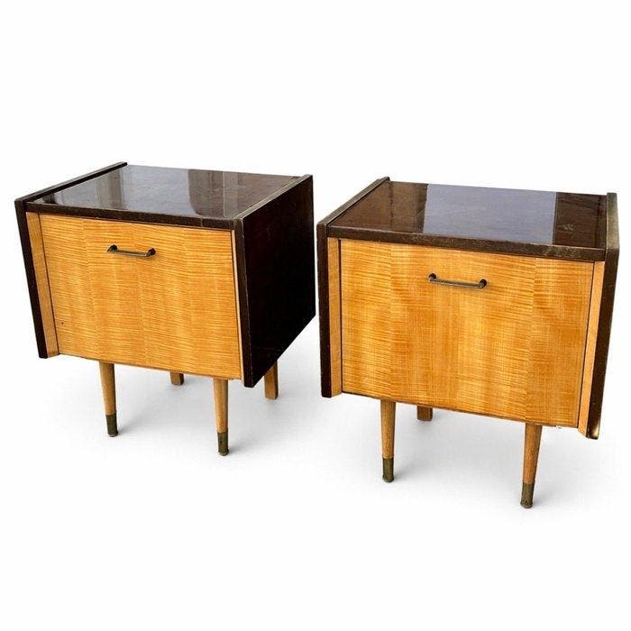 Kast - Hout - Twee Mid century kastjes, Antiek en Kunst, Kunst | Designobjecten
