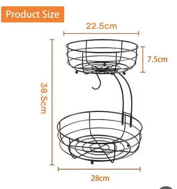 2-Laags Metalen Fruitmand met Bananenhanger, Huis en Inrichting, Keuken | Keukenelementen, Verzenden, Nieuw