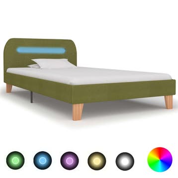 vidaXL Bedframe met LED stof groen 90x200 cm, 90 cm, Eenpersoons, Verzenden, Nieuw