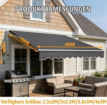 Verdego Markies met scharnierarm, 300 x 250 cm, knikarm met, Verzenden, Zo goed als nieuw