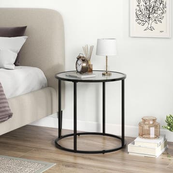 2dekans | Coast Ronde Glazen Bijzettafel met Marmerlook Blad, Huis en Inrichting, Tafels | Bijzettafels, Ophalen of Verzenden