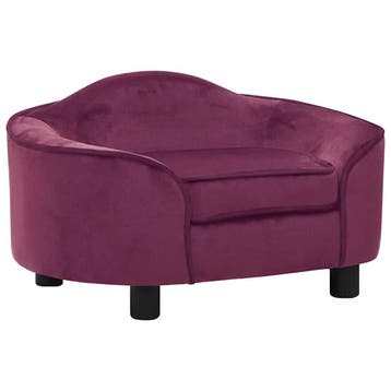 vidaXL Hondenbank 67x47x36 cm pluche bordeauxrood, Verzenden, Nieuw