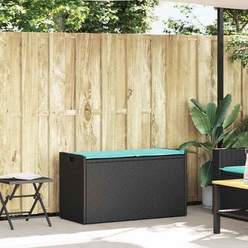vidaXL Opbergbank met kussen voor buiten 100 cm poly rattan, Verzenden, Nieuw