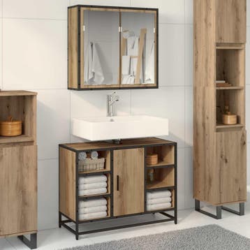 vidaXL Badkamermeubelset 2 st Artisan Eiken 80 x 33 x 60 cm, Verzenden, Nieuw, Overige typen