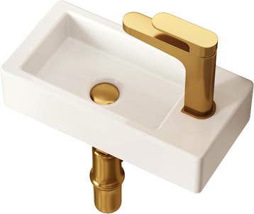 Wastafel - Keramiek - 37x18 cm - Wit - DeerValley, Verzenden, Zo goed als nieuw