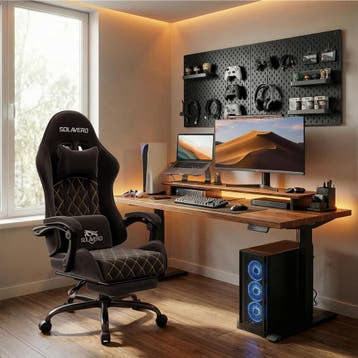 SOLAVERO Gaming Chair van suède stof, ergonomische gamerstoe, Verzenden, Zo goed als nieuw