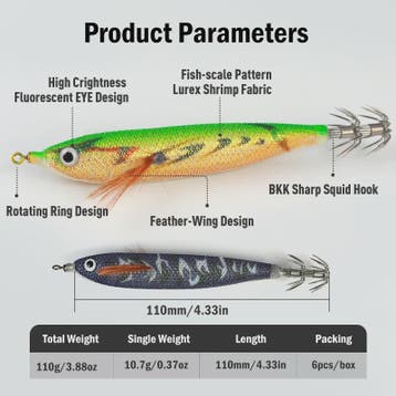 Leydun EGI Vis Lokaas Set: 6x 110mm Luminous & UV Coating Sh, Verzenden, Nieuw