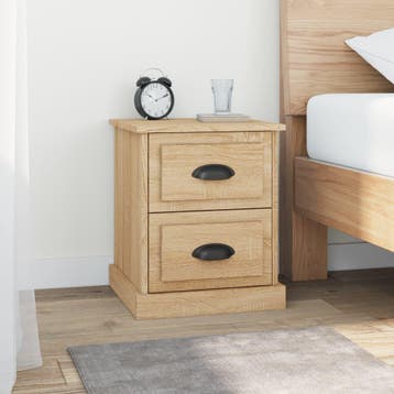 vidaXL Nachtkastjes 2 st 39x39x47,5 cm bewerkt hout sonoma, Minder dan 45 cm, Verzenden, Nieuw, Minder dan 55 cm