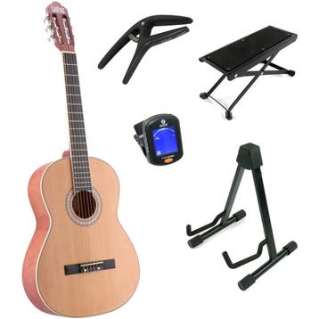 LaPaz C30N klassieke gitaar 4/4-formaat naturel + statief +, Muziek en Instrumenten, Verzenden, Nieuw