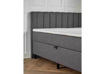 Boxspring met opbergruimte Lausanne 140 200 Antraciet, Verzenden, Nieuw, 140 cm, Twijfelaar