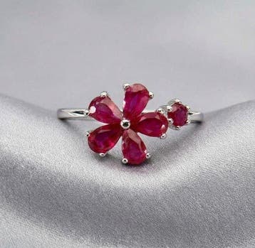 Zonder minimumprijs - Ring Zilver - 1.60ct. tw. Robijn, Nieuw