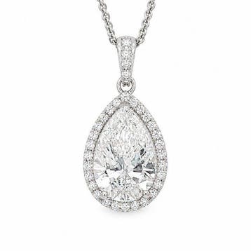 Ketting met hanger - 14 karaat Witgoud - 3.40ct. tw. Diamant