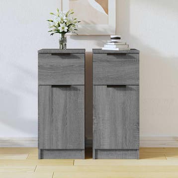 vidaXL Dressoirs 2 st 30x30x70 cm bewerkt hout grijs sonoma, Minder dan 50 cm, Verzenden, Nieuw, 25 tot 50 cm