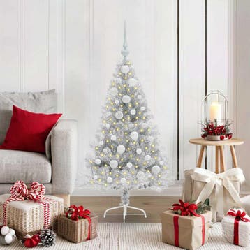 vidaXL Kunstmatig Voorverlicht Kerstboom met 150 LED Zilver, Verzenden, Nieuw