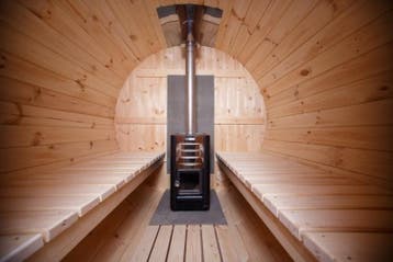Buiten Sauna - Yukon Cedar Barrelsauna 400, Tuin en Terras, Verzenden, Nieuw