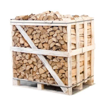 Halve pallet ovengedroogd gekloofd berken haardhout 25cm, Minder dan 3 m³, Ophalen of Verzenden, Blokken