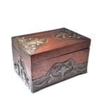 Sieradendoos - Hout, Tin, Glas, Messing