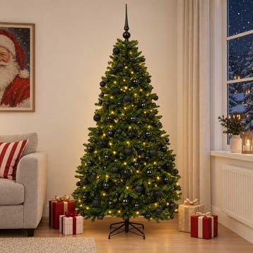 vidaXL Kunstkerstboom middengroen met kerstbal 210 cm 300, Diversen, Verzenden, Nieuw