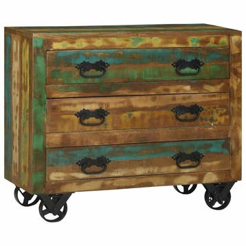 vidaXL Dressoir met lade Bruin 80 x 30 x 65 cm Massief, Huis en Inrichting, Kasten | Dressoirs, Verzenden, Nieuw, Overige houtsoorten