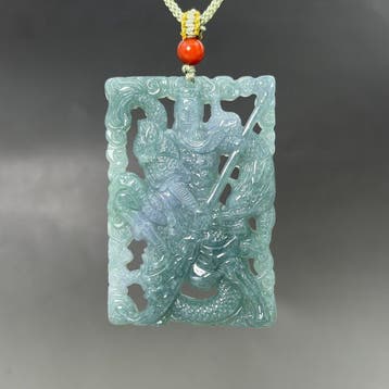 Gecertificeerde jadeiet (A-jade) Guanyu Draak-amulet Hanger