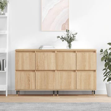vidaXL Dressoirs 2 st bewerkt hout sonoma eikenkleurig, Verzenden, Nieuw, Overige houtsoorten