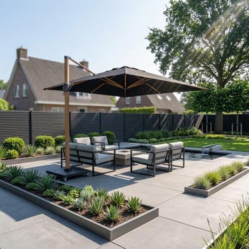 Challenger T2 premium zweefparasol 300x300 cm teak mast, Tuin en Terras, Ophalen of Verzenden, Nieuw