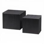 WOOOD Sanne Bijzettafels - MDF/Hout - Vierkant - Zwart, Verzenden, Nieuw