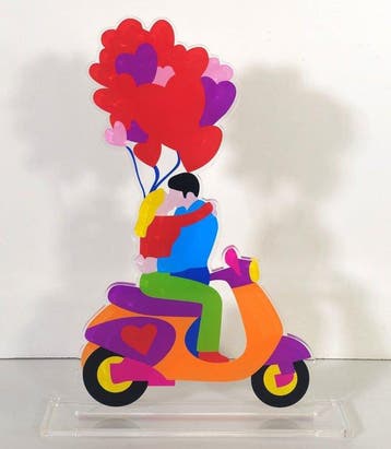 Marco Lodola (1955) - sculptuur, Kiss in Motion - 42.3 cm -