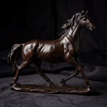 Beeld, Lopend paard 27 cm - 24 cm - Brons
