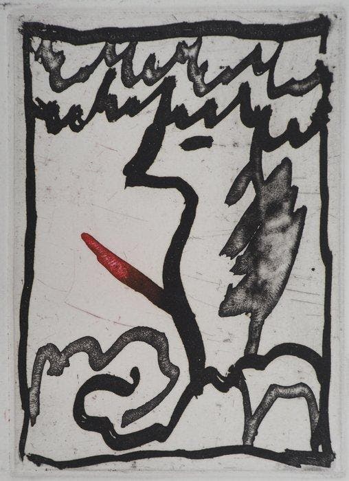 Pierre Alechinsky (1927) - Loiseau surréaliste, Antiek en Kunst, Antiek | Overige Antiek