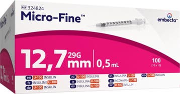 BD Micro-Fine Insulinespuit 0,5 ml U100 met Naald 29G x 12,7, Verzenden, Nieuw