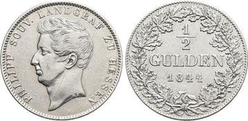 1/2 Gulden 1844 Hessen-homburg Philipp 1839-1846, Verzenden