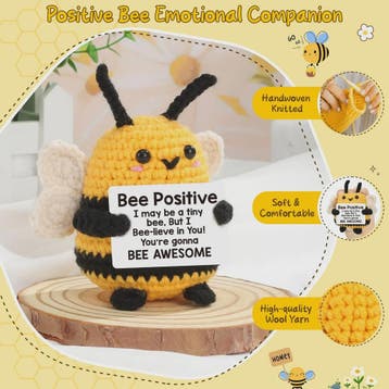 Schattige Gehaakte Bij - Motiverende Decoratie & Positieve E