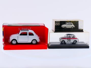 Schaal 1:36 + 1:43 + 1:64 Fiat 500 3x #2424 (Autos), Ophalen of Verzenden, Gebruikt