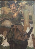 Beppe Ciardi (1875-1932), Attrib. - Donna che stende