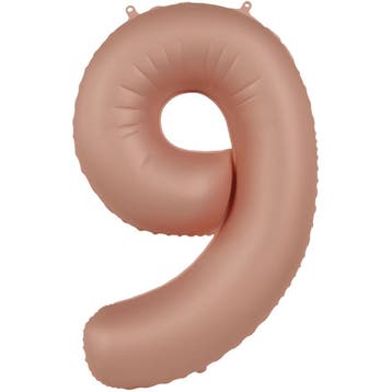 Folie Ballon cijfer 9 Vintage Rose 86 cm, Verzenden, Nieuw, Feestartikel, Verjaardag