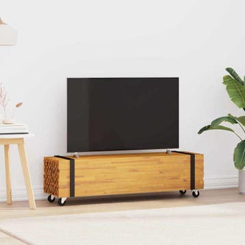 vidaXL TV-standaard 110 x 30 x 30 cm Bruin Massief Teakhout, Huis en Inrichting, Kasten | Televisiemeubels, Minder dan 50 cm, Verzenden