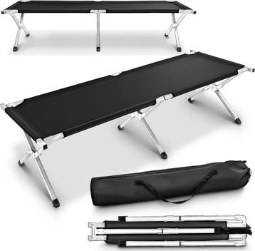 Veldbed - 1 Persoons - Kampeerbed - Stretcher - Zwart - TRES, Caravans en Kamperen, Verzenden, Zo goed als nieuw