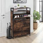 Schoenenkast - Industrieel hout donker, rustiek, 81 cm, Verzenden, Nieuw